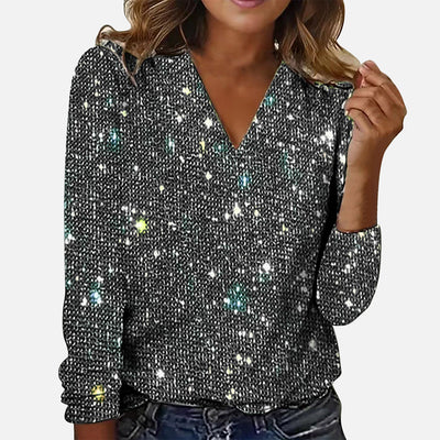 Ruby™ – Funkelnde Bluse mit V-Ausschnitt
