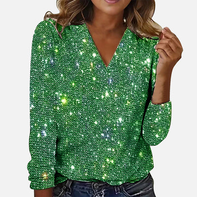 Ruby™ – Funkelnde Bluse mit V-Ausschnitt