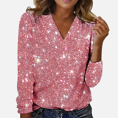 Ruby™ – Funkelnde Bluse mit V-Ausschnitt