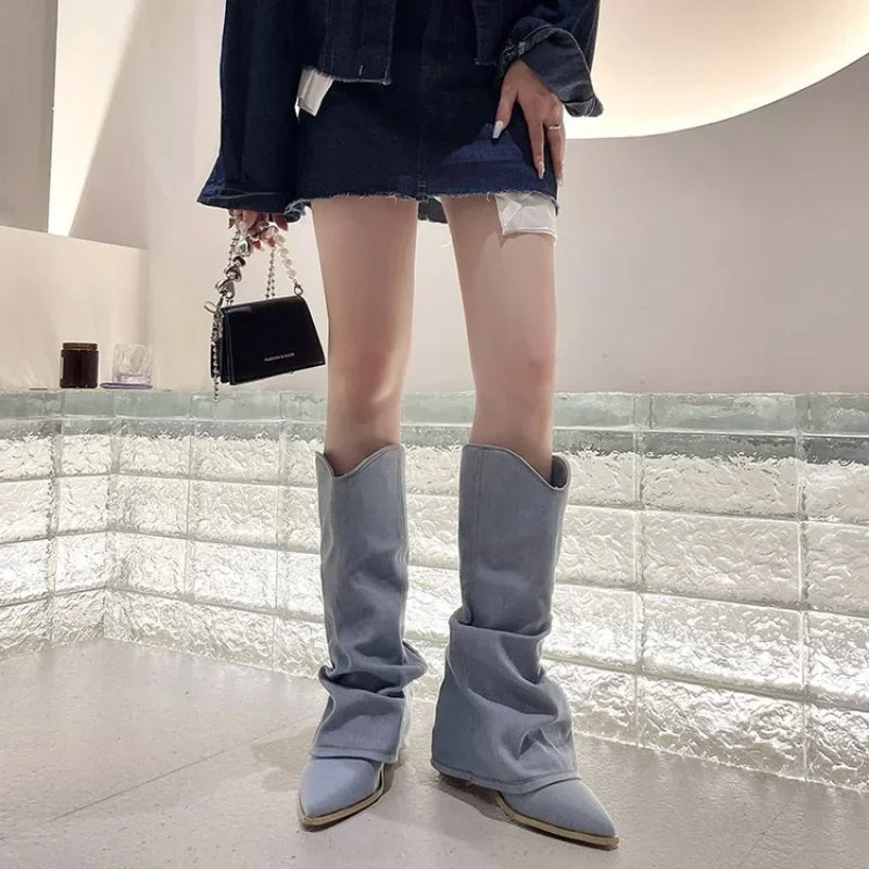 Danica™ - Western Lange Stiefel mit Schlupf