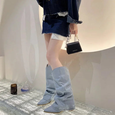 Danica™ - Western Lange Stiefel mit Schlupf